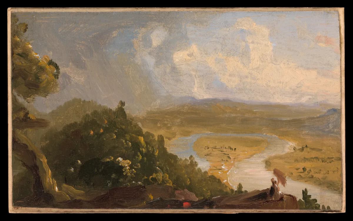 Boceto para «Vista desde el monte Holyoke, Northampton, Massachusetts, tras una tormenta» (El Meandro), Thomas Cole, 1836